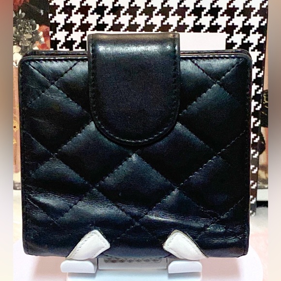 Chanel Cambon Line Bifold Wallet Black Pink CC Matelasse Leather - Picture 9 of 17